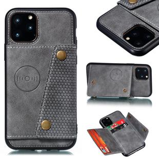 For iPhone 12 mini Leather Protective Case with Holder & Card Slots(Grey)