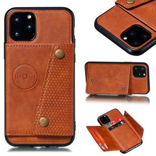 For iPhone 12 mini Leather Protective Case with Holder & Card Slots(Light Brown)