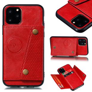 For iPhone 12 Pro Max Leather Protective Case with Holder & Card Slots(Red)