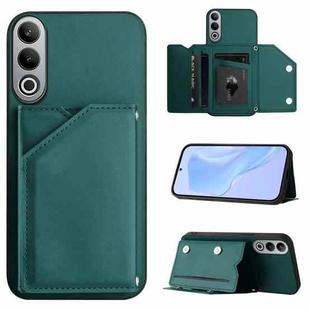 For OPPO K12 5G Skin Feel Four Card Slots Phone Case with Wrist Strap(Green)