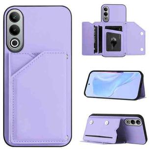 For OPPO K12 5G Skin Feel Four Card Slots Phone Case with Wrist Strap(Purple)