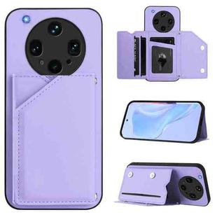 For OPPO Find X8 Ultra Skin Feel Four Card Slots Phone Case with Wrist Strap(Purple)