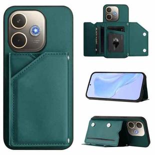 For OPPO A5 Energy / A5 Pro 5G Global Skin Feel Four Card Slots Phone Case with Wrist Strap(Green)