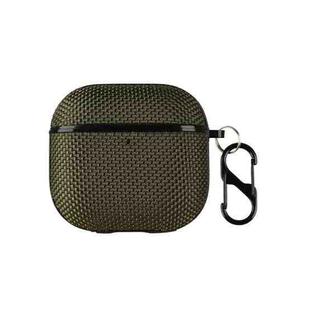 For AirPods 4 Nylon Waterproof Wireless Earphone Case with Hook(Army Green)