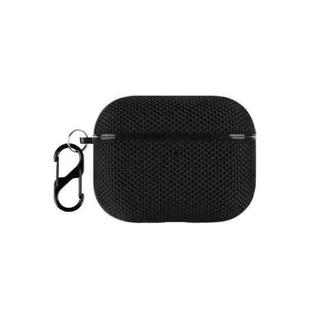 For AirPods Pro 3 Nylon Waterproof Wireless Earphone Case with Hook(Black)