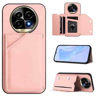 For Realme 13 Pro / 13 Pro+ 5G Skin Feel Four Card Slots Phone Case with Wrist Strap(Pink)