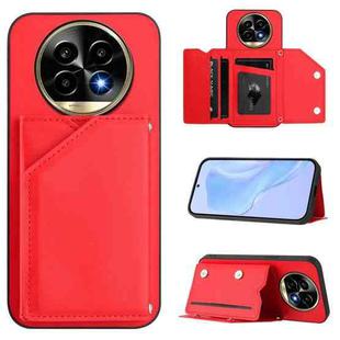 For Realme 13 Pro / 13 Pro+ 5G Skin Feel Four Card Slots Phone Case with Wrist Strap(Red)