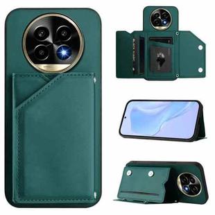 For Realme 13 Pro / 13 Pro+ 5G Skin Feel Four Card Slots Phone Case with Wrist Strap(Green)