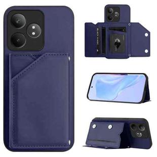 For Realme GT Neo6 SE Skin Feel Four Card Slots Phone Case with Wrist Strap(Blue)