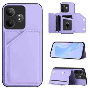 For Realme GT Neo6 SE Skin Feel Four Card Slots Phone Case with Wrist Strap(Purple)