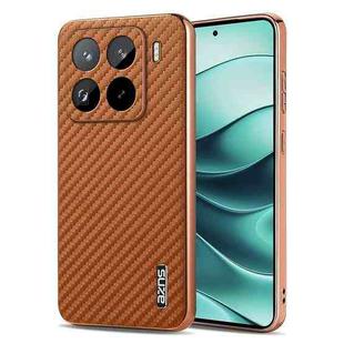For Xiaomi 15 Pro AZNS Electroplated Edge Carbon Fiber Texture Phone Case(Brown)