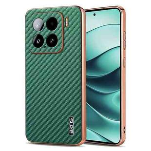For Xiaomi 15 AZNS Electroplated Edge Carbon Fiber Texture Phone Case(Green)