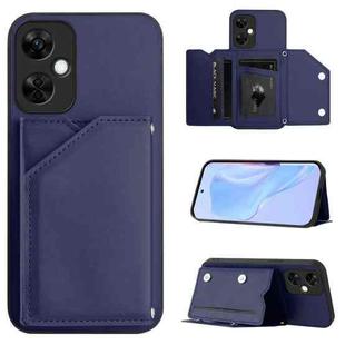 For OnePlus Nord CE 3 Lite Skin Feel Four Card Slots Phone Case with Wrist Strap(Blue)