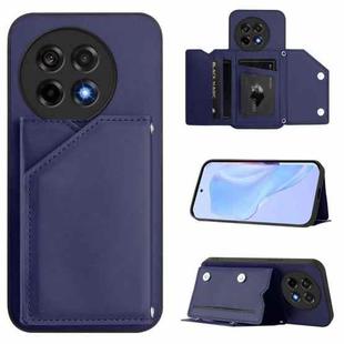 For OnePlus Ace 5 / Ace 5 Pro Skin Feel Four Card Slots Phone Case with Wrist Strap(Blue)