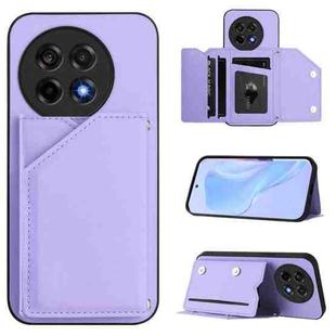 For OnePlus Ace 5 / Ace 5 Pro Skin Feel Four Card Slots Phone Case with Wrist Strap(Purple)