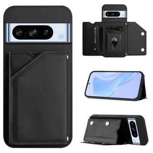 For Google Pixel 8 Pro Skin Feel Four Card Slots Phone Case with Wrist Strap(Black)