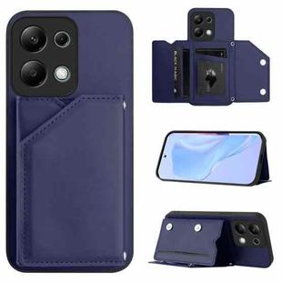 For Redmi Note 13 Pro 4G Global Skin Feel Four Card Slots Phone Case with Wrist Strap(Blue)