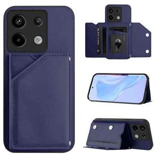 For Redmi Note 13 Pro 5G Skin Feel Four Card Slots Phone Case with Wrist Strap(Blue)