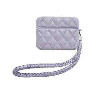For AirPods Pro 2 Down Coat Texture PU Earbuds Box PC Case with Lanyard(Purple)