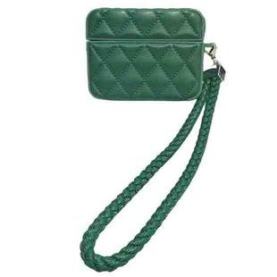 For AirPods Pro 2 Down Coat Texture PU Earbuds Box PC Case with Lanyard(Green)