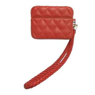 For AirPods Pro 2 Down Coat Texture PU Earbuds Box PC Case with Lanyard(Red)