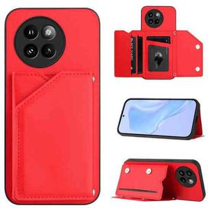 For Xiaomi Civi 4 Pro Skin Feel Four Card Slots Phone Case with Wrist Strap(Red)