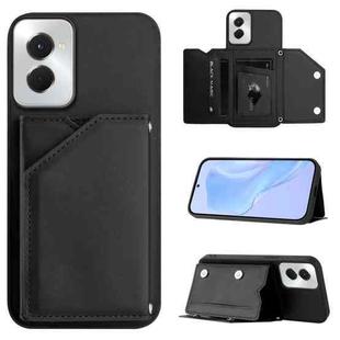 For Motorola Moto G Play 2024 5G Skin Feel Four Card Slots Phone Case with Wrist Strap(Black)