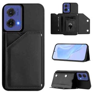 For Motorola S50 Neo Skin Feel Four Card Slots Phone Case with Wrist Strap(Black)