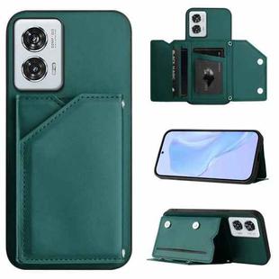 For Motorola Edge 50 Fusion Skin Feel Four Card Slots Phone Case with Wrist Strap(Green)