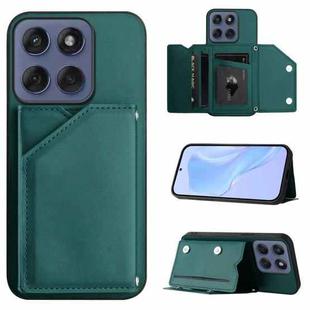 For Motorola Edge 60 Fusion / Edge 60 Skin Feel Four Card Slots Phone Case with Wrist Strap(Green)