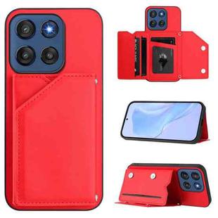 For Motorola Edge 60 Stylus 5G Skin Feel Four Card Slots Phone Case with Wrist Strap(Red)