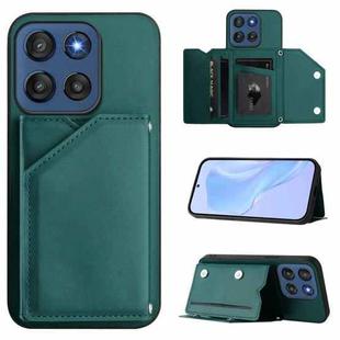 For Motorola Edge 60 Stylus 5G Skin Feel Four Card Slots Phone Case with Wrist Strap(Green)
