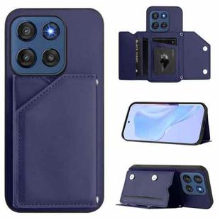 For Motorola Edge 60 Stylus 5G Skin Feel Four Card Slots Phone Case with Wrist Strap(Blue)