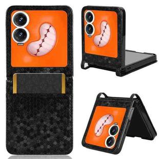 For Infinix Zero Flip Honeycomb Dot Texture Card Slot Leather Phone Case(Black)