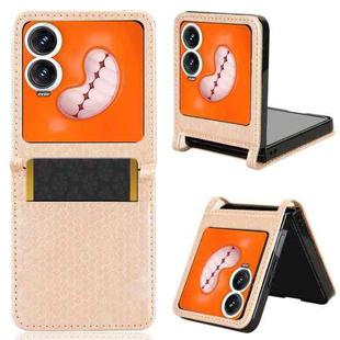 For Infinix Zero Flip Honeycomb Dot Texture Card Slot Leather Phone Case(Gold)