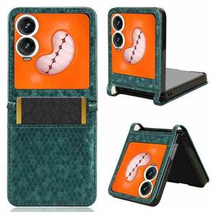 For Infinix Zero Flip Honeycomb Dot Texture Card Slot Leather Phone Case(Green)