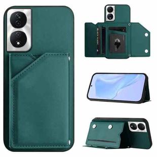 For Honor X7b / Play 8T Skin Feel Four Card Slots Phone Case with Wrist Strap(Green)