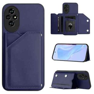 For Honor 200 Skin Feel Four Card Slots Phone Case with Wrist Strap(Blue)