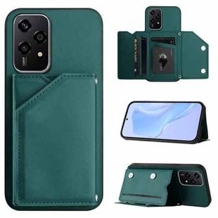 For Honor 200 Lite 5G Skin Feel Four Card Slots Phone Case with Wrist Strap(Green)