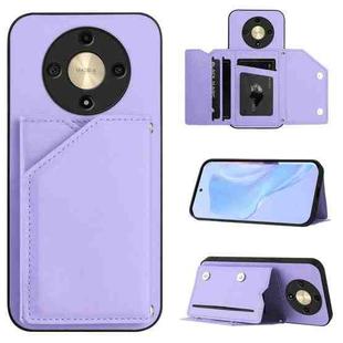 For Honor X9b / Magic6 Lite Skin Feel Four Card Slots Phone Case with Wrist Strap(Purple)