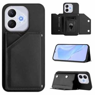 For Honor 400 Lite / X70i Skin Feel Four Card Slots Phone Case with Wrist Strap(Black)