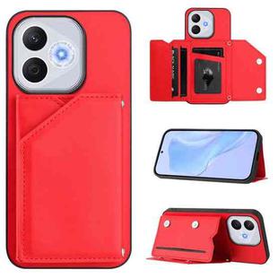 For Honor 400 Lite / X70i Skin Feel Four Card Slots Phone Case with Wrist Strap(Red)