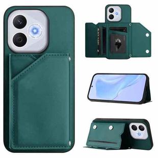 For Honor 400 Lite / X70i Skin Feel Four Card Slots Phone Case with Wrist Strap(Green)