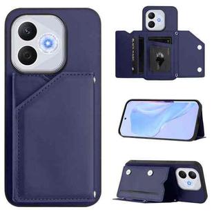 For Honor 400 Lite / X70i Skin Feel Four Card Slots Phone Case with Wrist Strap(Blue)