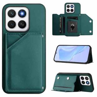 For Honor X8c 4G Skin Feel Four Card Slots Phone Case with Wrist Strap(Green)