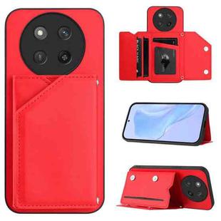 For Honor X60 Pro / X9c / Magic7 Lite Skin Feel Four Card Slots Phone Case with Wrist Strap(Red)