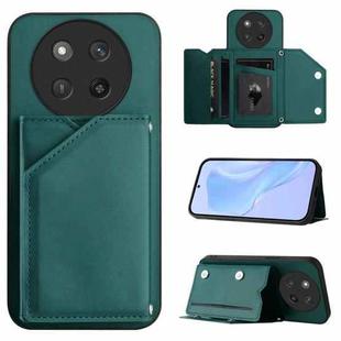 For Honor X60 Pro / X9c / Magic7 Lite Skin Feel Four Card Slots Phone Case with Wrist Strap(Green)