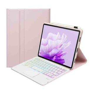 For Huawei MatePad 11.5 S 2024 AH20-AS Ultra-thin Detachable Backlight Bluetooth Keyboard Leather Tablet Case with Touchpad(Pink White)