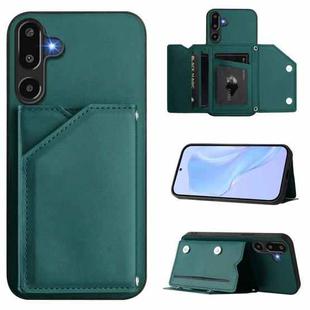For Samsung Galaxy M16 5G / F16 5G Skin Feel Four Card Slots Phone Case with Wrist Strap(Green)