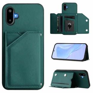For Samsung Galaxy M06 5G / F06 5G Skin Feel Four Card Slots Phone Case with Wrist Strap(Green)